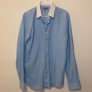 Men’s Dress Blue + White Striped Button Down